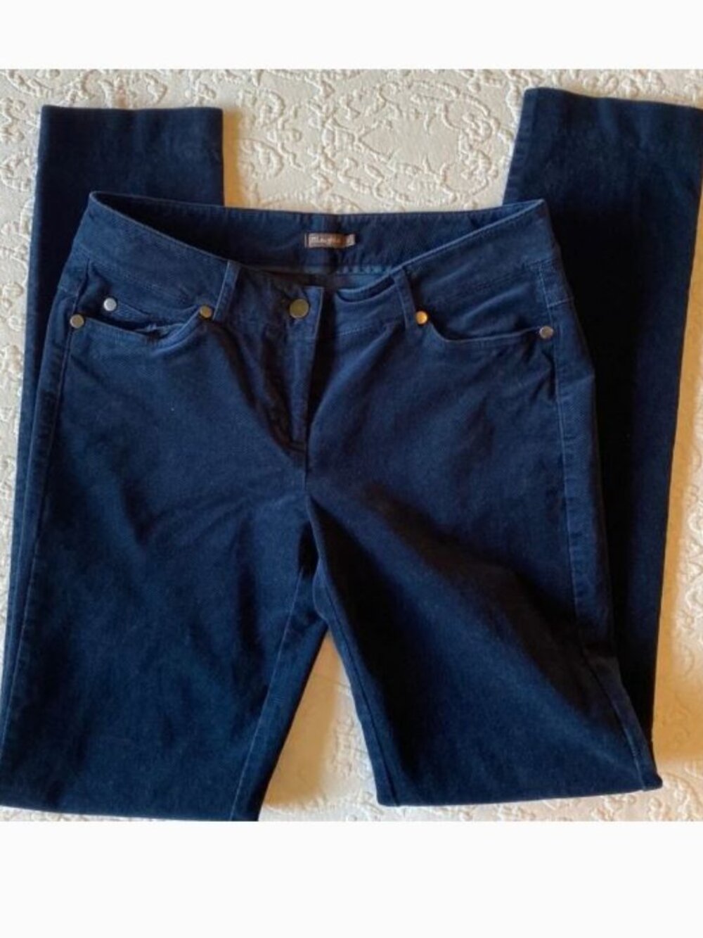 J.Mclaughlin Corduroy Dress Pants Medium 6 Navy Blue Twill Tencel Straight Leg